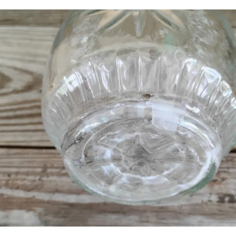 Vintage 🍸🍷🍾Clear Glass Decanter Stopper Whiskey Wine Carafe Starburst 12